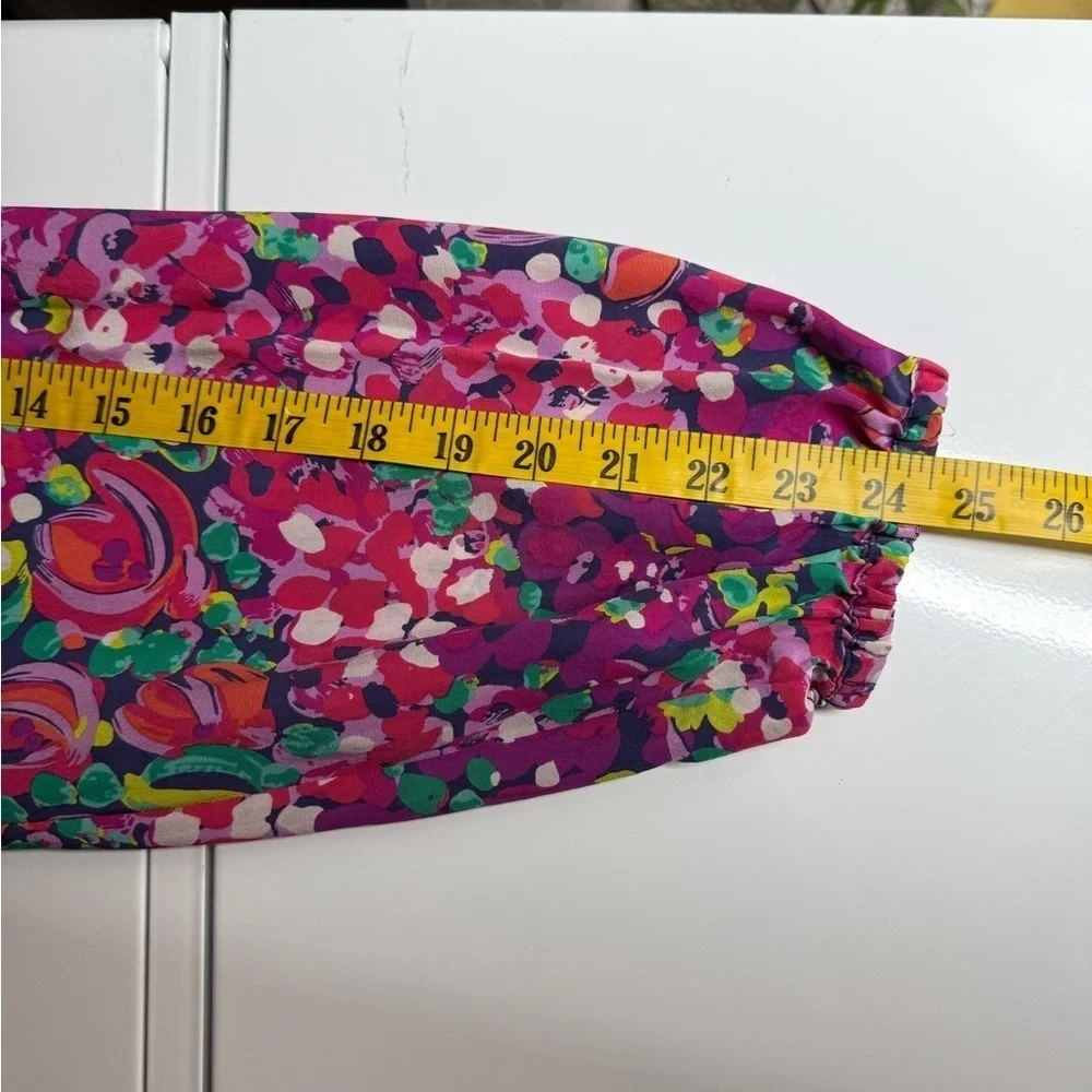 Lily Pulitzer Women’s Elsa Multicolor Wild Confetti Print Silk Blouse Sz M